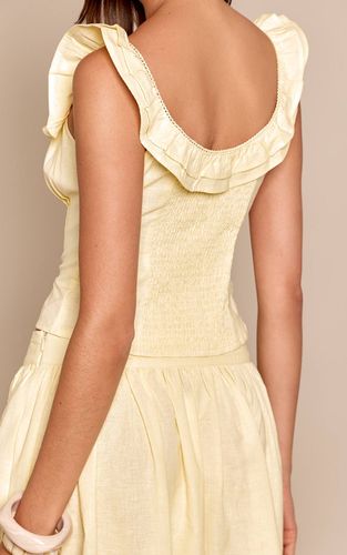 Lemon Ensemble Haut Plissé À Col Carré Volants En Coton | Taille 38 - PrettyLittleThing - Modalova