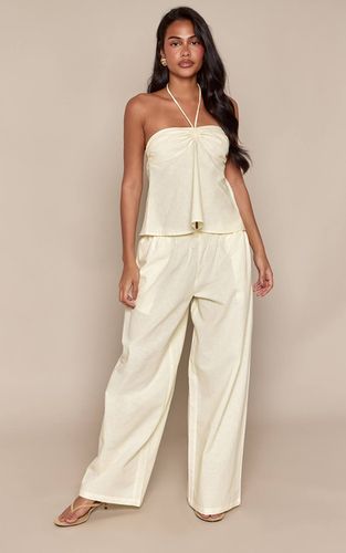 Lemon Pantalon Taille Froncée En Lin Ensemble Coordonné | Taille 32 - PrettyLittleThing - Modalova