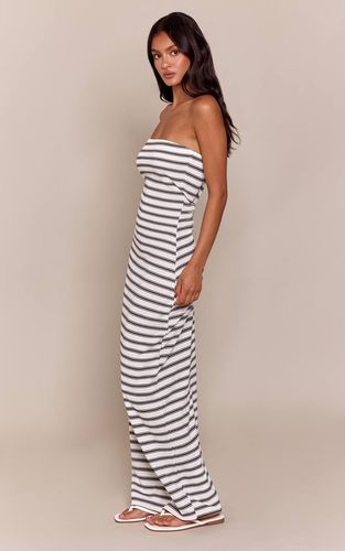 White Robe Maxi Moulante Bandeau En Maille Côtelée À Rayures | Taille 42 - PrettyLittleThing - Modalova
