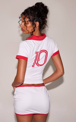 White Haut À Manches Courtes Avec Logo Angleterre Et Détails Contrastés | Taille 42 - PrettyLittleThing - Modalova