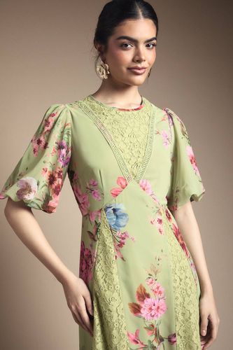 Robe Mi-Longue Ajustée et Évasée en Dentelle | Taille 44 - Oasis - Modalova
