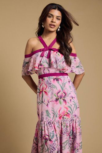 Robe Bardot À Col Licou Avec Détail Nœud Petite Taille | Taille 18 - Oasis - Modalova