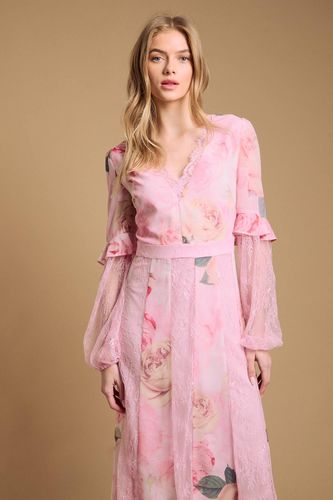 Robe Midi À Empiècements De Dentelle | Taille 10 - Oasis - Modalova