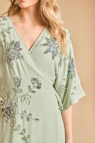 Robe Longue Traînante À Manches Kimono Ornée De Perles | Taille 46 - Oasis - Modalova