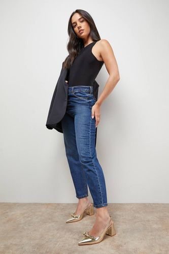 Escarpins Vala à Bride Arrière avec Détail Nœud et Talon Bloc Haut en synthétique Métallisé | Taille 36 - Oasis - Modalova