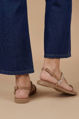 Sandales Plates À Bride En T Mayla En Synthétique Ornée | Taille 41 - Oasis - Modalova