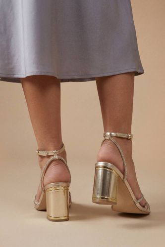 Sandales À Talons Carrés Hauts Et Brides En Synthétiquecuir Métallisé Tabs | Taille 41 - Oasis - Modalova