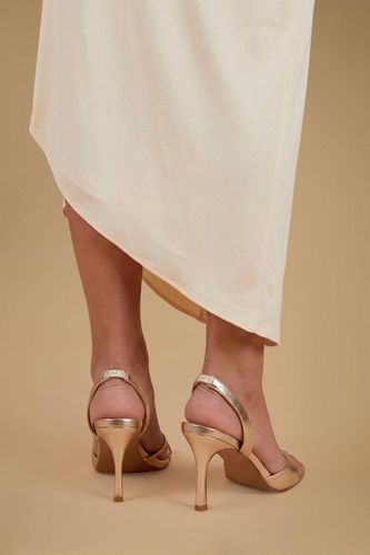 Sandales À Talons Aiguilles Katie En Synthétique Métallisé Avec Bride Entre-orteils Et Bride Arrière | Taille 8 - Oasis - Modalova