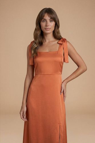 Robe De Demoiselle D'honneur Midi Satinée À Épaules Nouées | Taille 42 - Oasis - Modalova