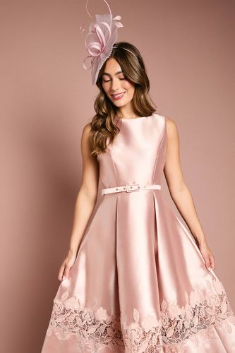 Robe Midi Sans Manches En Sergé Avec Finition Dentelle Et Ceinture | Taille 46 - Coast - Modalova