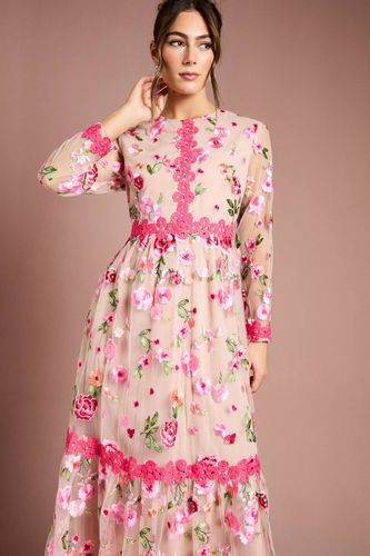 Robe Longue Brodée à Motifs Floraux | Taille 46 - Coast - Modalova