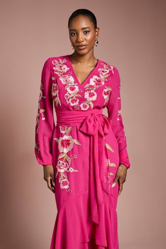 Robe Maxi Asymétrique Ornée de Sequins et Broderies | Taille 38 - Coast - Modalova