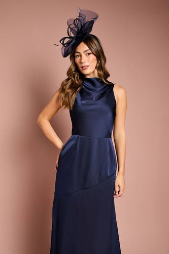 Robe Mi-Longue en Satin Sans Manches à Col Drapé | Taille 40 - Coast - Modalova