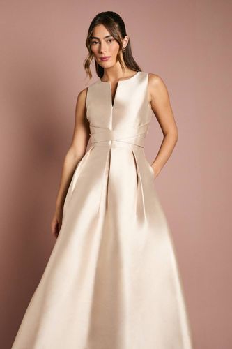 Robe de Demoiselle d'Honneur en Sergé à Encolure Crantée Ajustée et Évasée | Taille 44 - Coast - Modalova