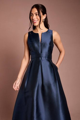 Robe de Demoiselle d'Honneur en Sergé à Encolure Crantée Ajustée et Évasée | Taille 40 - Coast - Modalova