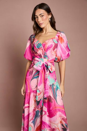 Robe Midi Portefeuille Imprimée À Manches Bouffantes Avec Ceinture | Taille 44 - Coast - Modalova