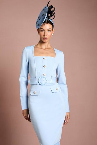 Robe Fourreau Bandage Ceinturée À Manches Longues Et Encolure Carrée Lisa Tan | Taille 46 - Coast - Modalova