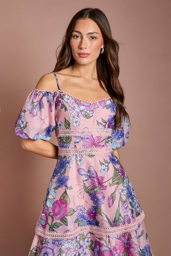 Robe Midi En Dentelle D'organza Imprimée À Épaules Dénudées | Taille 42 - Coast - Modalova
