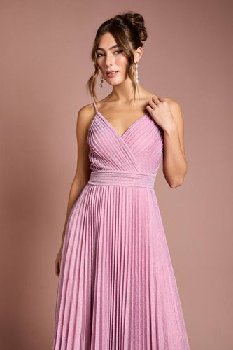 Robe Maxi Plissée Scintillante à Col V et Bretelles | Taille 44 - Coast - Modalova