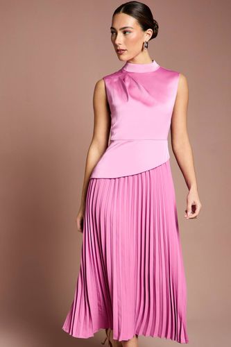 Robe Mi-Longue à Col Haut Drapé et Jupe Plissée | Taille 44 - Coast - Modalova