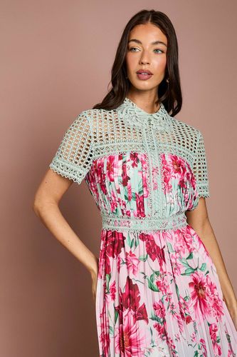 Robe Midi Lisa Tan en Dentelle Plissée Imprimée | Taille 46 - Coast - Modalova