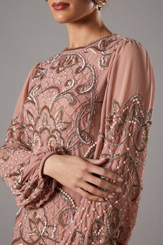 Robe Courte Muse En Mousseline Ornée Avec Manches Bouffantes | Taille 46 - Coast - Modalova