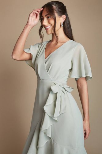 Robe Longue De Demoiselle D'honneur Étagée À Manches Papillon | Taille 46 - Coast - Modalova