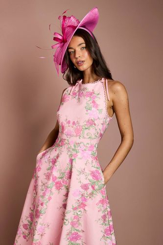 Robe Midi À Imprimé Floral Placé Avec Nœud Aux Épaules | Taille 46 - Coast - Modalova