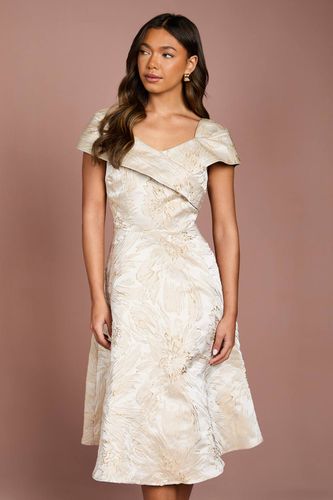 Robe Midi Évasée en Jacquard à Épaules Dénudées | Taille 46 - Coast - Modalova