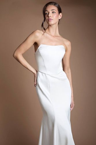 Robe De Mariée Sirène En Satin Structuré À Bustier Avec Traîne Écru | Taille 46 - Coast - Modalova
