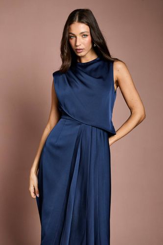 Robe Midi En Satin À Épaule Drapée Et Jupe Plissée | Taille 44 - Coast - Modalova