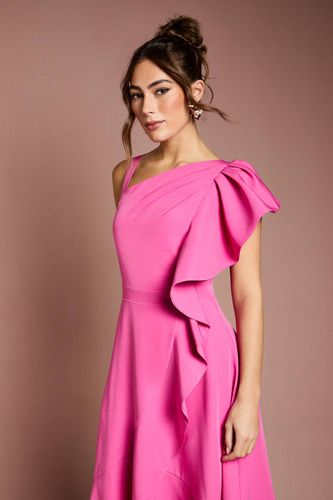 Robe Mi-Longue en Crêpe à Une Épaule avec Volants | Taille 40 - Coast - Modalova
