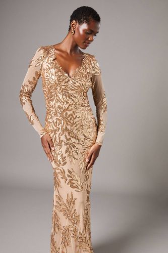 Robe Longue À Sequins Floraux Et Manches Longues | Taille 46 - Coast - Modalova