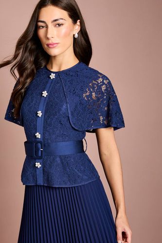Robe Midi Plissée 2 En 1 En Dentelle À Manches Cape | Taille 46 - Coast - Modalova