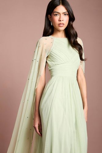 Robe Longue Cape En Maille Plissée Avec Pierres Précieuses | Taille 46 - Coast - Modalova