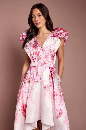 Robe Midi Imprimée À Col V Et Manches À Volants | Taille 36 - Coast - Modalova