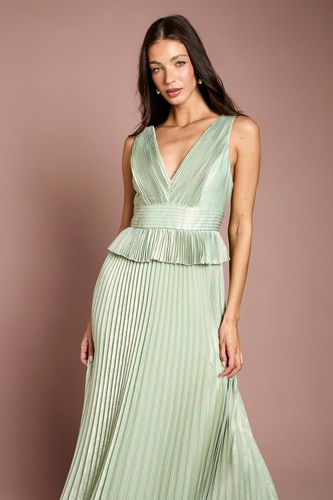Robe Longue Plissée Métallisée Sans Manches Avec Basque | Taille 46 - Coast - Modalova
