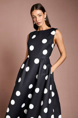 Robe Ajustée Et Évasée En Scuba À Imprimé À Pois | Taille 38 - Coast - Modalova