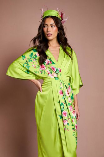 Robe Midi En Crêpe Imprimée Kimono Lisa Beige | Taille 44 - Coast - Modalova
