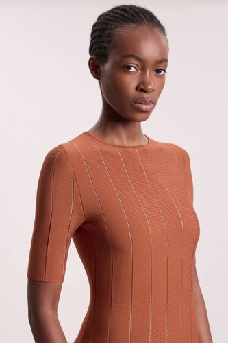 Robe midi en maille à jupe complète en fil de viscose mélangée | Taille Medium - KarenMillen - Modalova