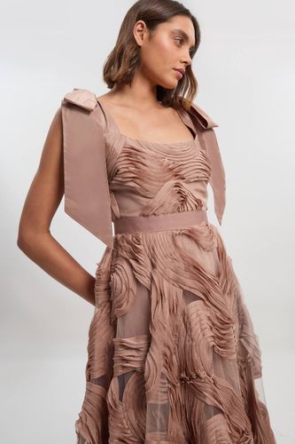 Robe Mi-Longue de Bal Tissée à Volants Texturés | Taille 12 - KarenMillen - Modalova
