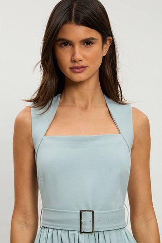 Petite robe maxi en mélange de coton jersey à encolure échancrée | Taille Medium - KarenMillen - Modalova