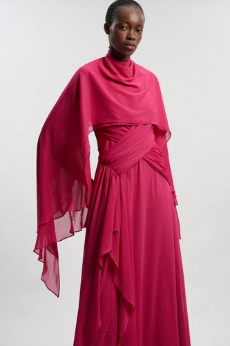 Robe maxi en géorgette tissée à encolure croisée et effet froissé | Taille 16 - KarenMillen - Modalova