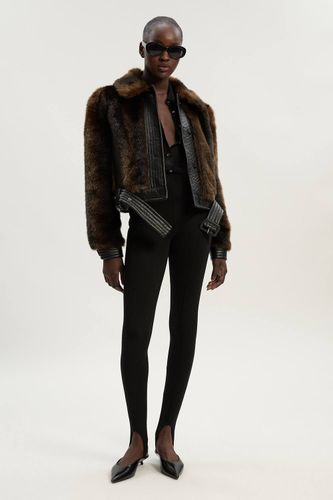 Veste Courte Ceinturée à Panneaux synthétique et synthétiquecuir | Taille 16 - KarenMillen - Modalova