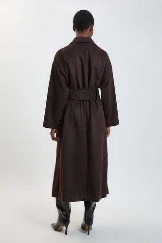 Manteau Long Ceinturé en Laine Brossée Coupe Ajustée | Taille 16 - KarenMillen - Modalova