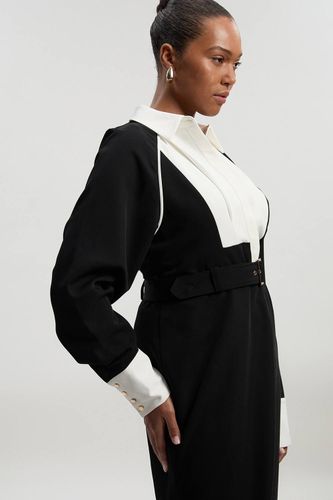 Robe Maxi Tissée à Col en Sergé Grande Taille | Taille 20 - KarenMillen - Modalova