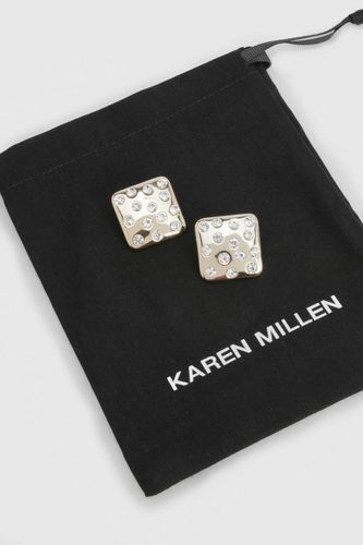 Boucles d'Oreilles synthétiqueces Carrées Ornées de Strass - KarenMillen - Modalova