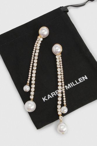 Boucles d'Oreilles Pendantes Doubles Perles Ton Doré - KarenMillen - Modalova