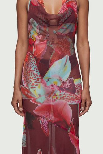 Robe de Plage Fluide en Viscose Georgette à Motif Floral Photographique | Taille Medium - KarenMillen - Modalova