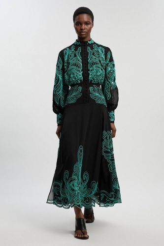 Robe Maxi Tissée Brodée De Perles Avec Découpes Ajourées | Taille 16 - KarenMillen - Modalova